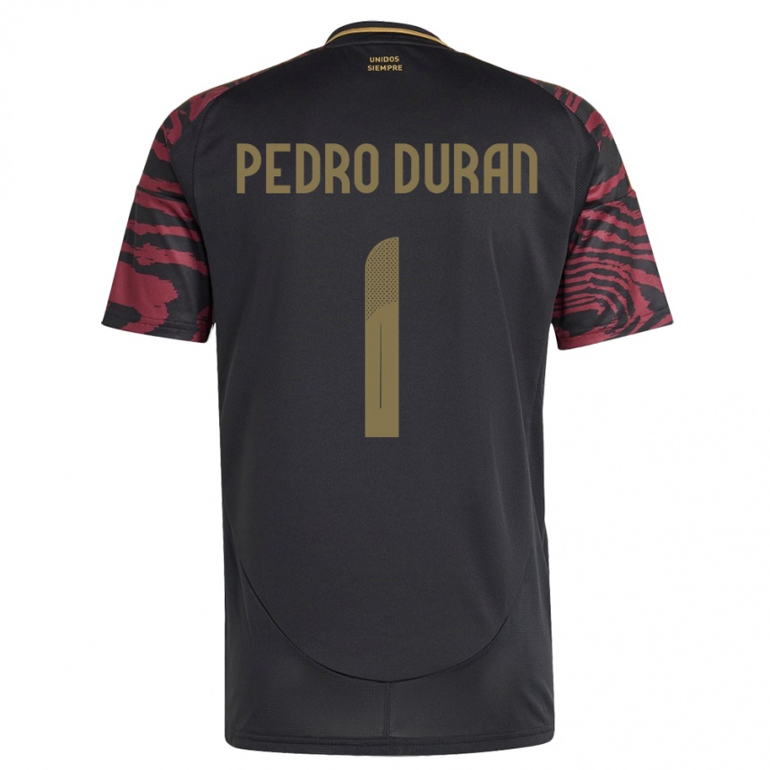 Herren Fußball Peru Juan Pedro Durán #1 Schwarz Auswärtstrikot Trikot 24-26 T-Shirt Luxemburg