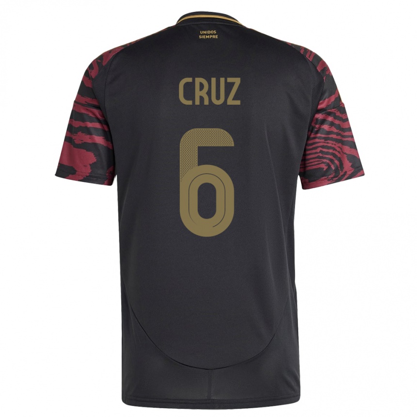 Herren Fußball Peru Esteban Cruz #6 Schwarz Auswärtstrikot Trikot 24-26 T-Shirt Luxemburg