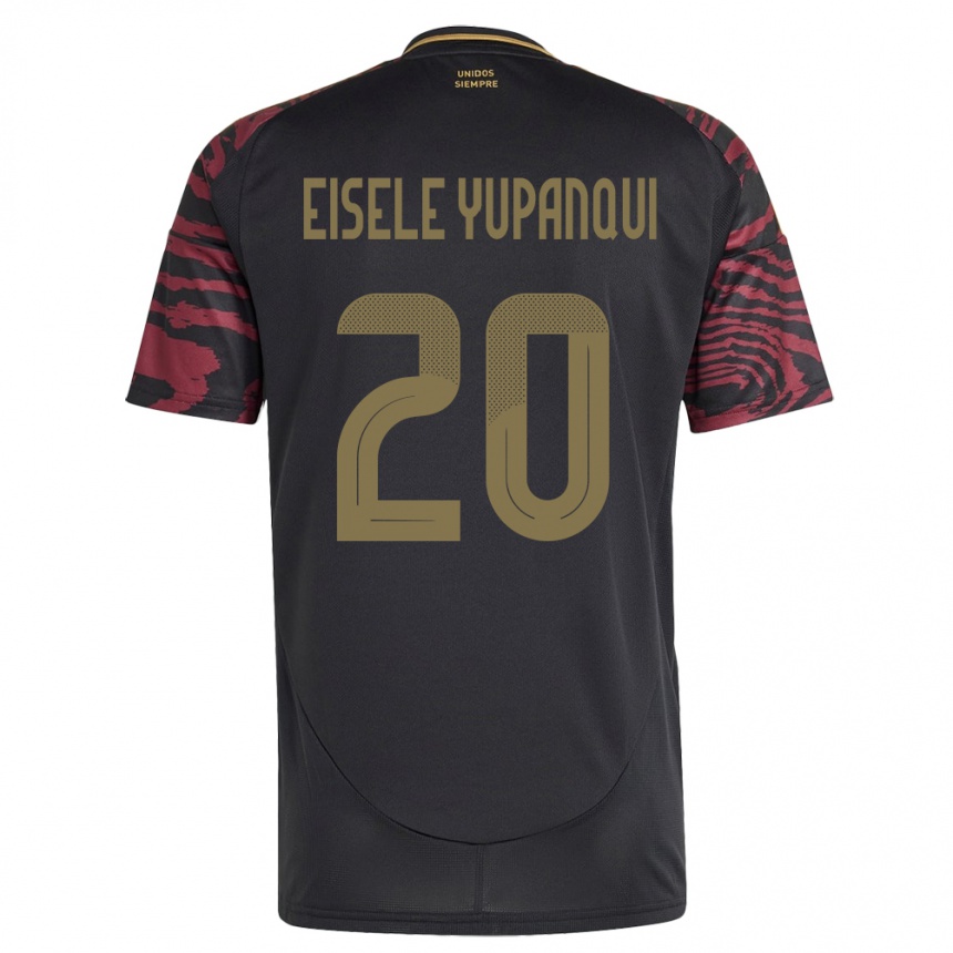 Herren Fußball Peru Philipp Eisele Yupanqui #20 Schwarz Auswärtstrikot Trikot 24-26 T-Shirt Luxemburg