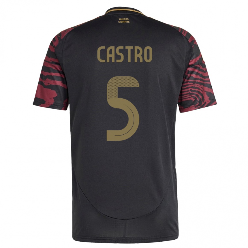 Herren Fußball Peru Rosa Castro #5 Schwarz Auswärtstrikot Trikot 24-26 T-Shirt Luxemburg