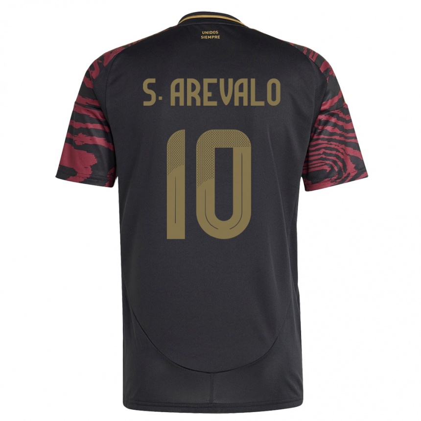 Herren Fußball Peru Sandra Arévalo #10 Schwarz Auswärtstrikot Trikot 24-26 T-Shirt Luxemburg