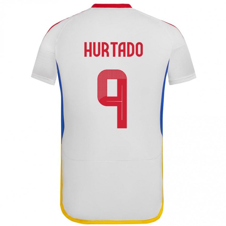 Herren Fußball Venezuela Jan Hurtado #9 Weiß Auswärtstrikot Trikot 24-26 T-Shirt Luxemburg