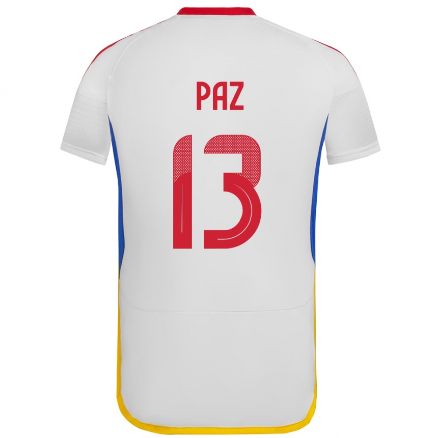 Herren Fußball Venezuela Jesús Paz #13 Weiß Auswärtstrikot Trikot 24-26 T-Shirt Luxemburg