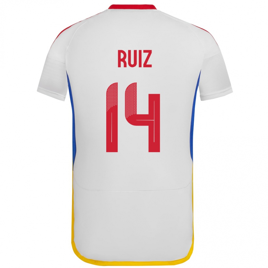 Herren Fußball Venezuela Maicol Ruiz #14 Weiß Auswärtstrikot Trikot 24-26 T-Shirt Luxemburg
