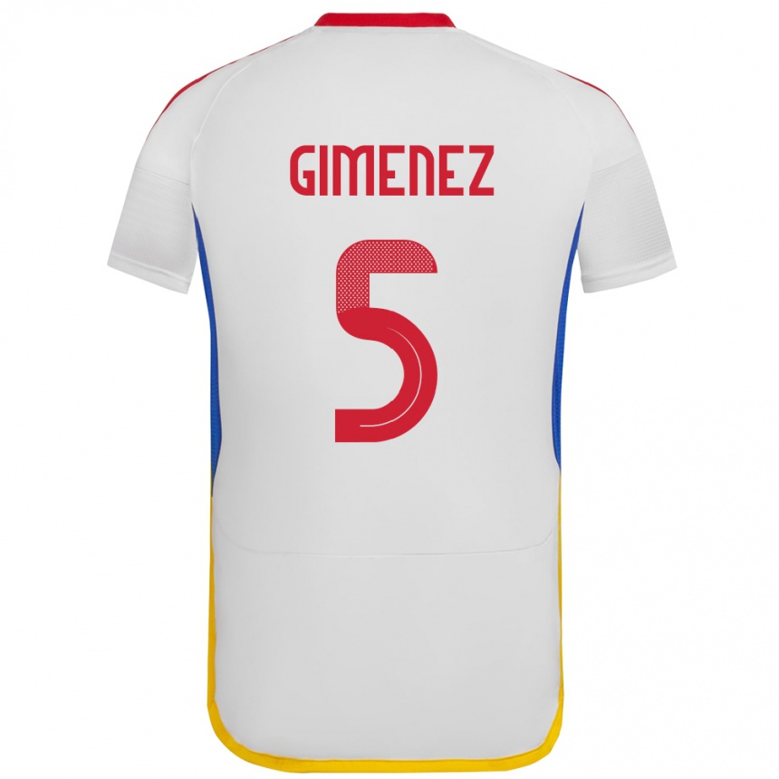 Herren Fußball Venezuela Yenifer Giménez #5 Weiß Auswärtstrikot Trikot 24-26 T-Shirt Luxemburg