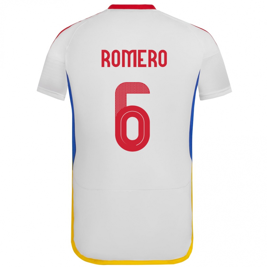 Herren Fußball Venezuela Michelle Romero #6 Weiß Auswärtstrikot Trikot 24-26 T-Shirt Luxemburg