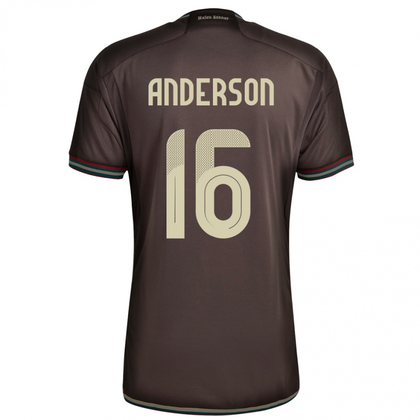 Herren Fußball Jamaika Karoy Anderson #16 Nachtbraun Auswärtstrikot Trikot 24-26 T-Shirt Luxemburg