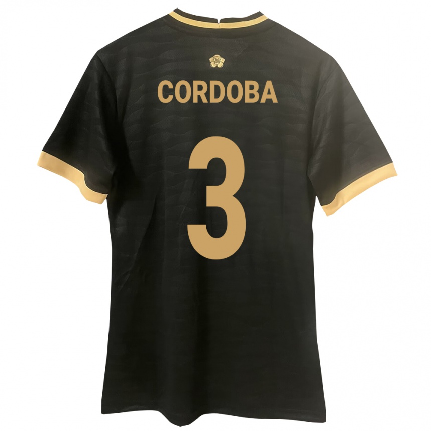 Herren Fußball Panama José Córdoba #3 Schwarz Auswärtstrikot Trikot 24-26 T-Shirt Luxemburg