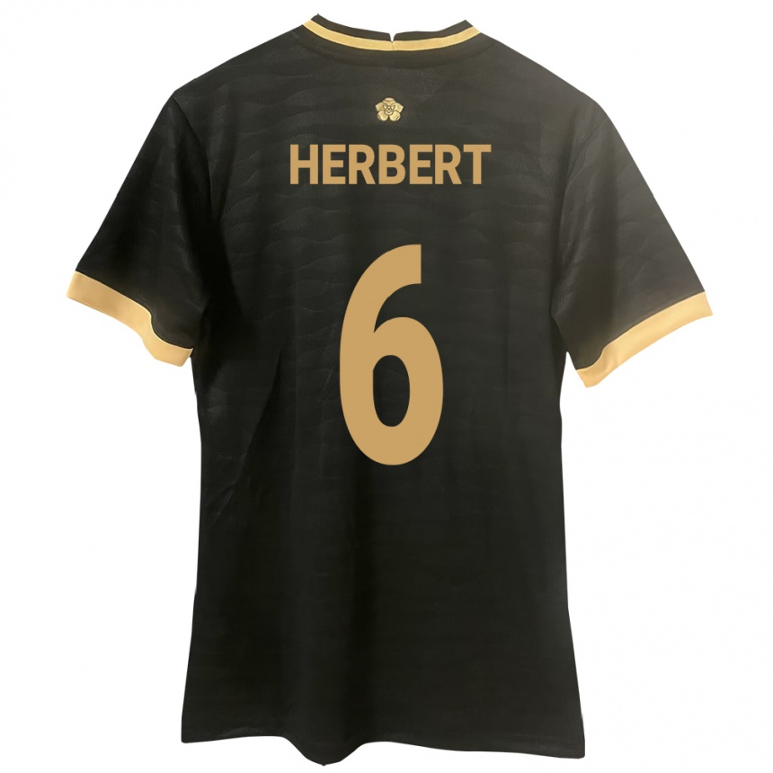 Herren Fußball Panama Giovany Herbert #6 Schwarz Auswärtstrikot Trikot 24-26 T-Shirt Luxemburg