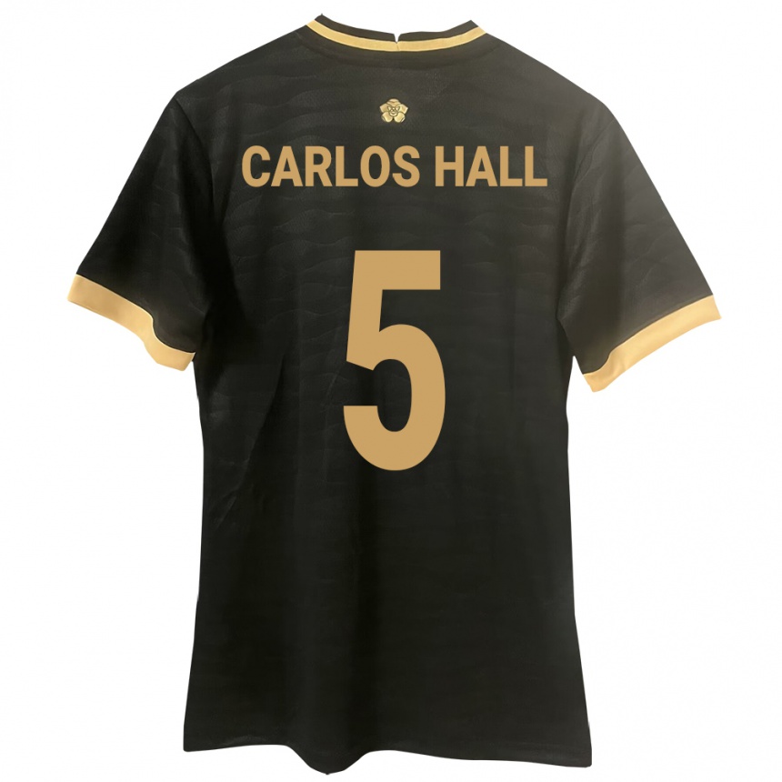 Herren Fußball Panama Juan Carlos Hall #5 Schwarz Auswärtstrikot Trikot 24-26 T-Shirt Luxemburg