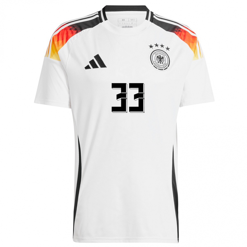 Damen Fußball Deutschland Fabienne Dongus #33 Weiß Heimtrikot Trikot 24-26 T-Shirt Luxemburg