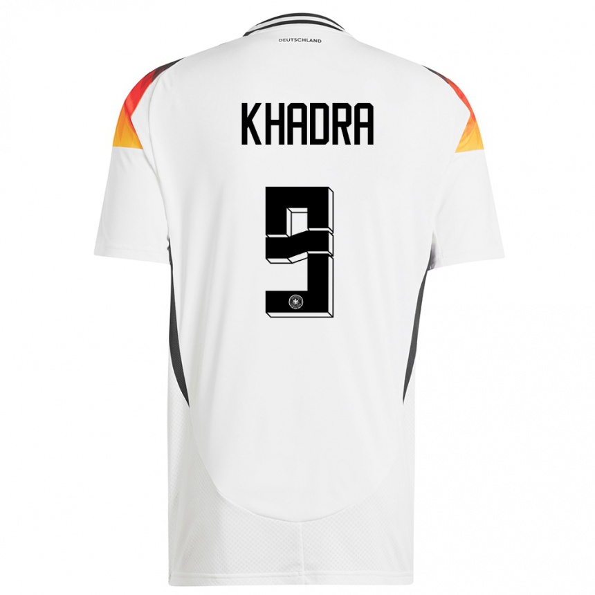 Damen Fußball Deutschland Reda Khadra #9 Weiß Heimtrikot Trikot 24-26 T-Shirt Luxemburg