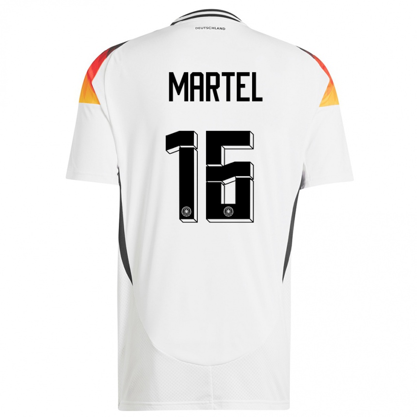 Damen Fußball Deutschland Eric Martel #16 Weiß Heimtrikot Trikot 24-26 T-Shirt Luxemburg