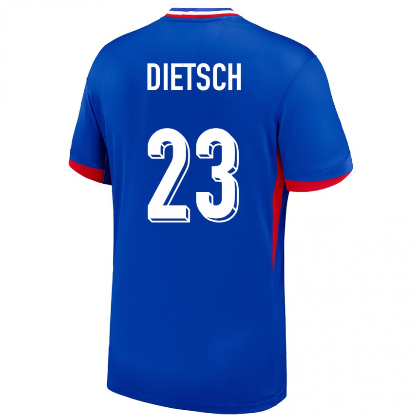 Damen Fußball Frankreich Guillaume Dietsch #23 Blau Heimtrikot Trikot 24-26 T-Shirt Luxemburg