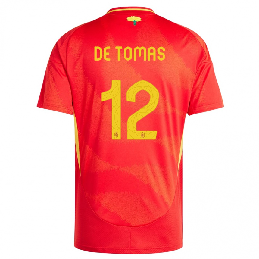 Damen Fußball Spanien Raul De Tomas #12 Rot Heimtrikot Trikot 24-26 T-Shirt Luxemburg