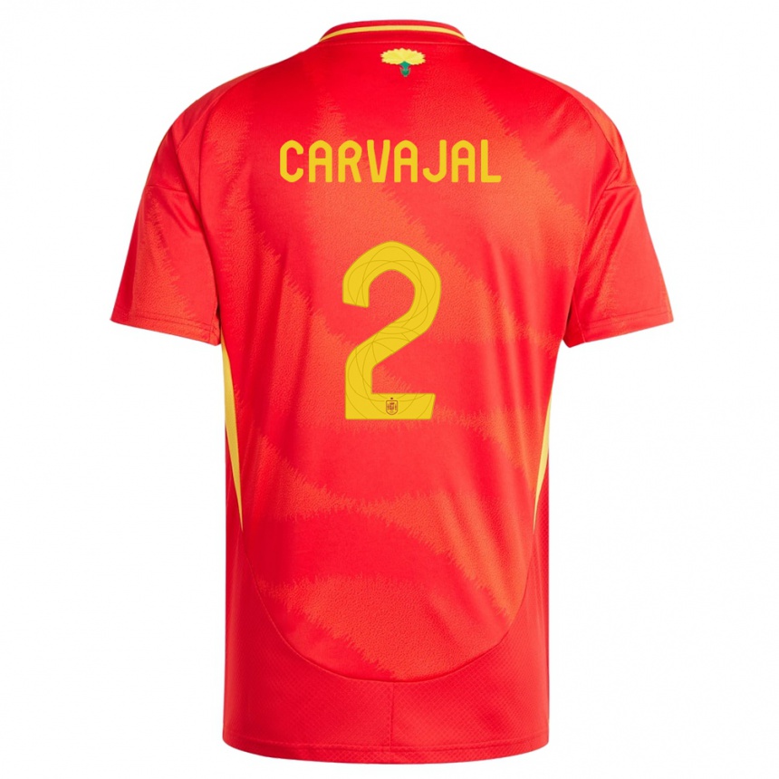 Damen Fußball Spanien Daniel Carvajal #2 Rot Heimtrikot Trikot 24-26 T-Shirt Luxemburg