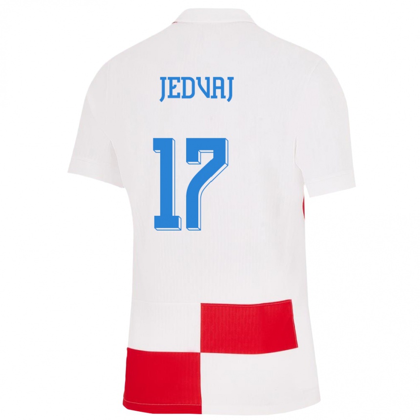 Damen Fußball Kroatien Karla Jedvaj #17 Weiß Rot Heimtrikot Trikot 24-26 T-Shirt Luxemburg