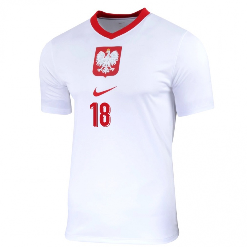 Damen Fußball Polen Bartosz Bereszynski #18 Weiß Heimtrikot Trikot 24-26 T-Shirt Luxemburg