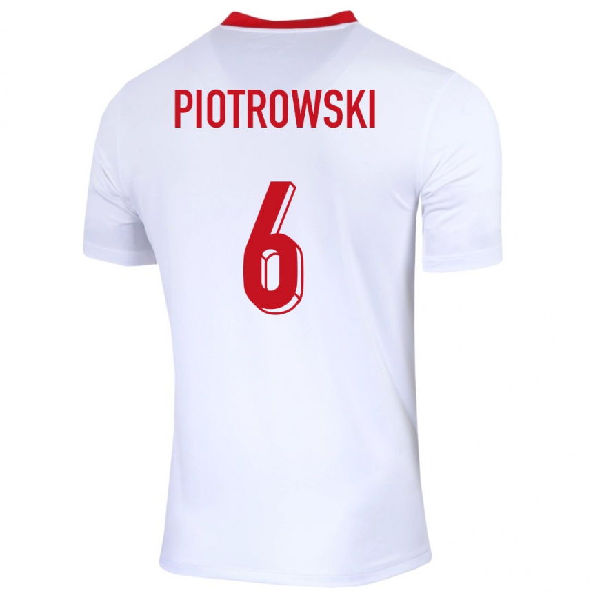 Damen Fußball Polen Jakub Piotrowski #6 Weiß Heimtrikot Trikot 24-26 T-Shirt Luxemburg