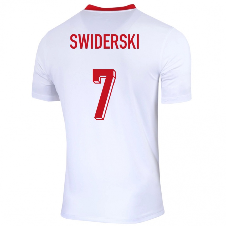 Damen Fußball Polen Karol Swiderski #7 Weiß Heimtrikot Trikot 24-26 T-Shirt Luxemburg