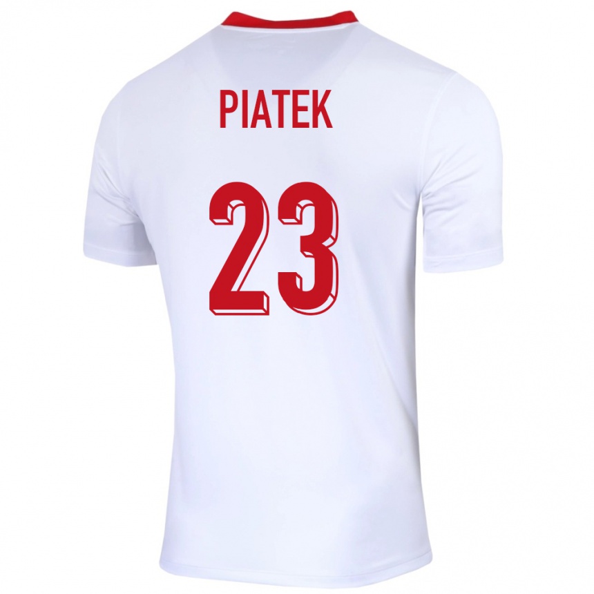 Damen Fußball Polen Krzysztof Piatek #23 Weiß Heimtrikot Trikot 24-26 T-Shirt Luxemburg