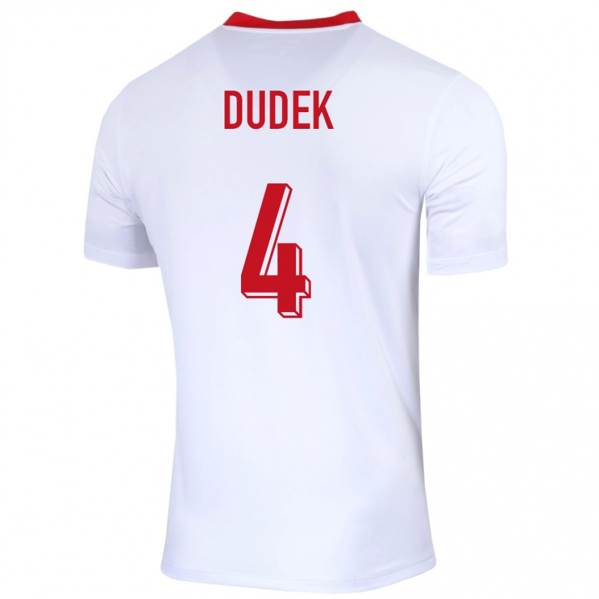 Damen Fußball Polen Paulina Dudek #4 Weiß Heimtrikot Trikot 24-26 T-Shirt Luxemburg