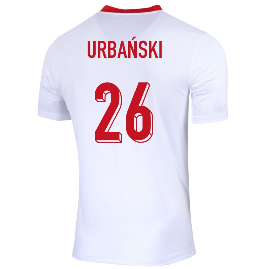 Damen Fußball Polen Kacper Urbanski #26 Weiß Heimtrikot Trikot 24-26 T-Shirt Luxemburg