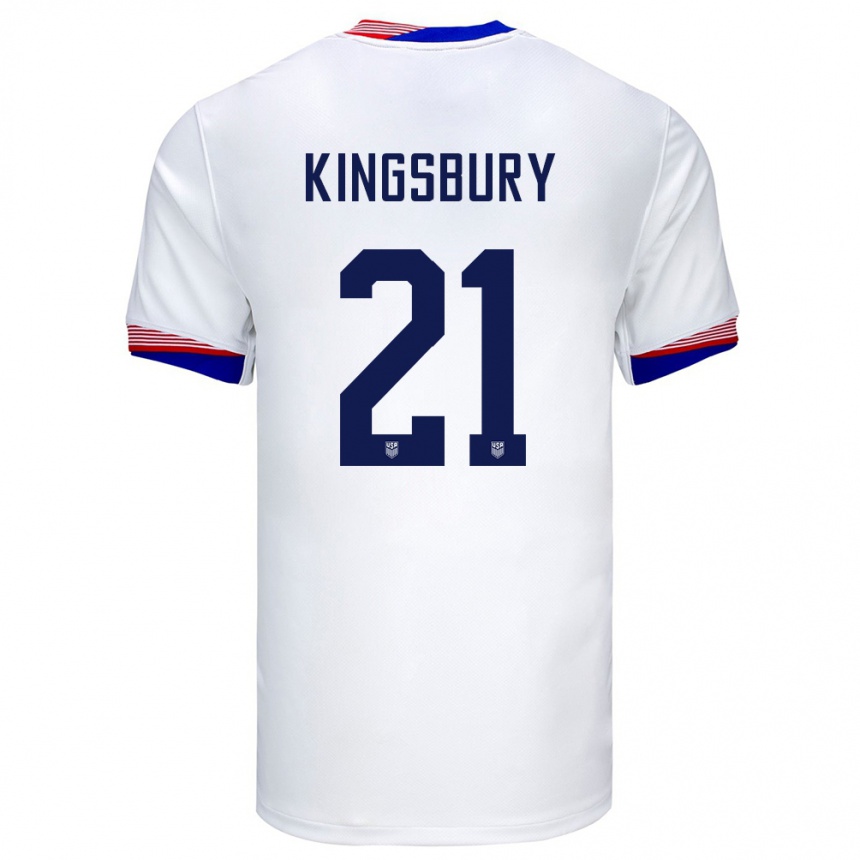 Damen Fußball Vereinigte Staaten Aubrey Kingsbury #21 Weiß Heimtrikot Trikot 24-26 T-Shirt Luxemburg