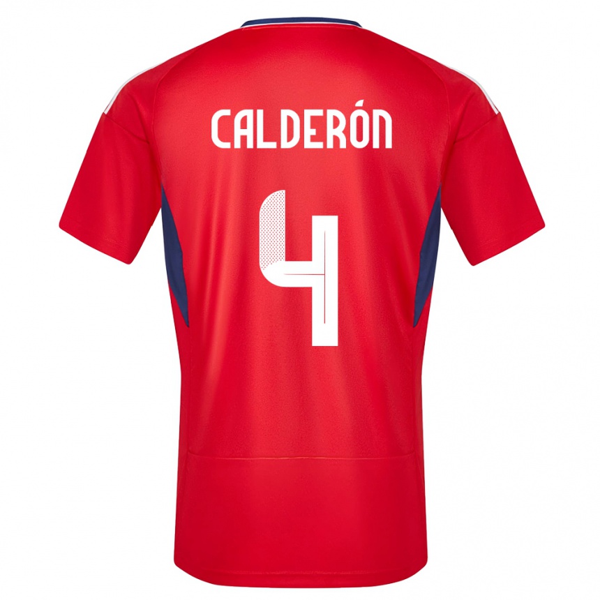 Damen Fußball Costa Rica Brandon Calderon #4 Rot Heimtrikot Trikot 24-26 T-Shirt Luxemburg