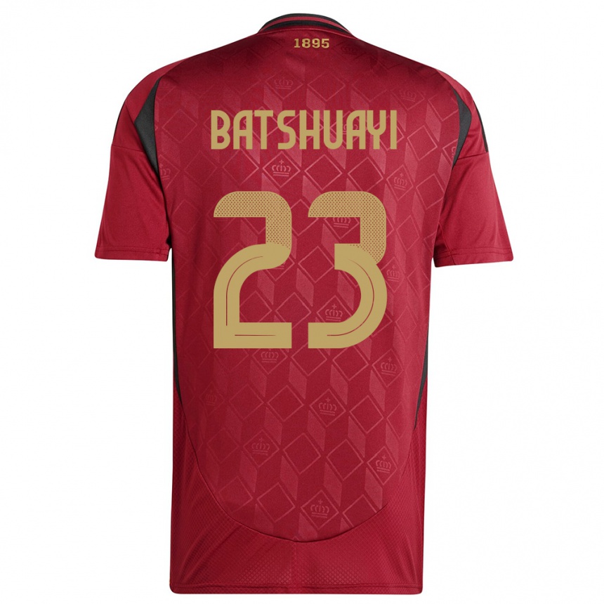 Damen Fußball Belgien Michy Batshuayi #23 Burgund Heimtrikot Trikot 24-26 T-Shirt Luxemburg