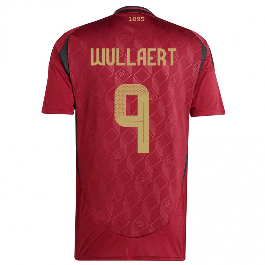 Damen Fußball Belgien Tessa Wullaert #9 Burgund Heimtrikot Trikot 24-26 T-Shirt Luxemburg