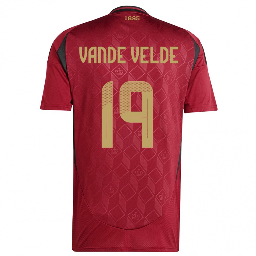 Damen Fußball Belgien Chloe Vande Velde #19 Burgund Heimtrikot Trikot 24-26 T-Shirt Luxemburg