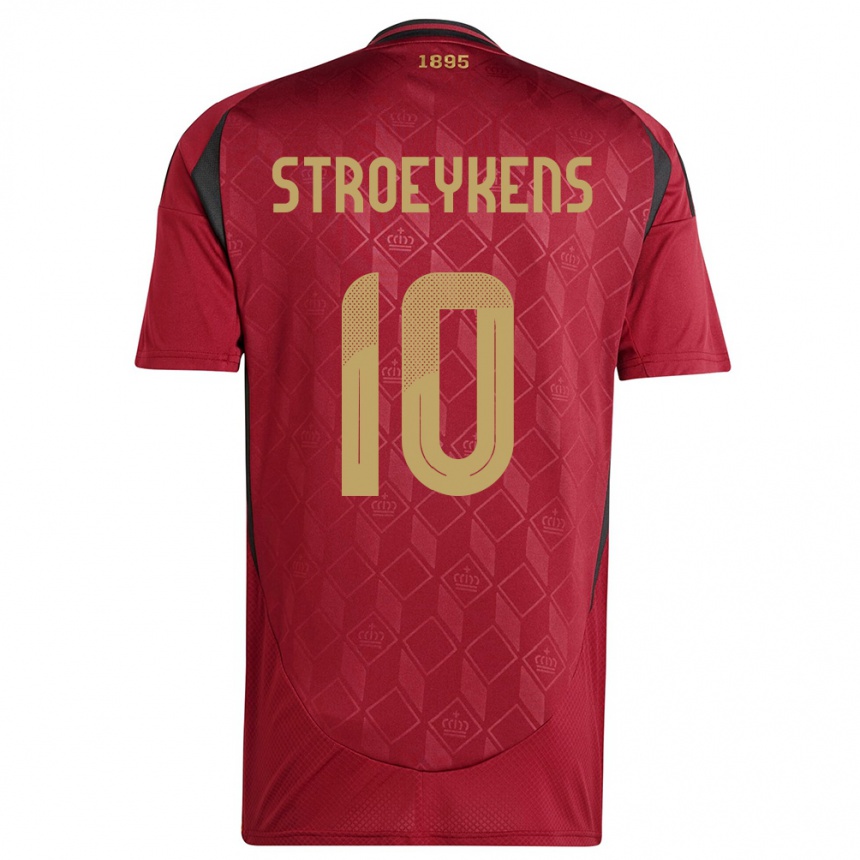 Damen Fußball Belgien Mario Stroeykens #10 Burgund Heimtrikot Trikot 24-26 T-Shirt Luxemburg