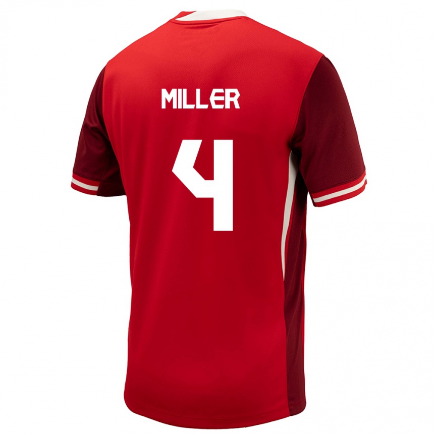 Damen Fußball Kanada Kamal Miller #4 Rot Heimtrikot Trikot 24-26 T-Shirt Luxemburg