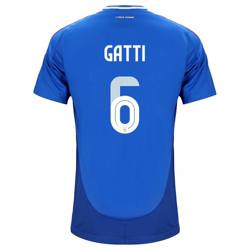 Damen Fußball Italien Federico Gatti #6 Blau Heimtrikot Trikot 24-26 T-Shirt Luxemburg