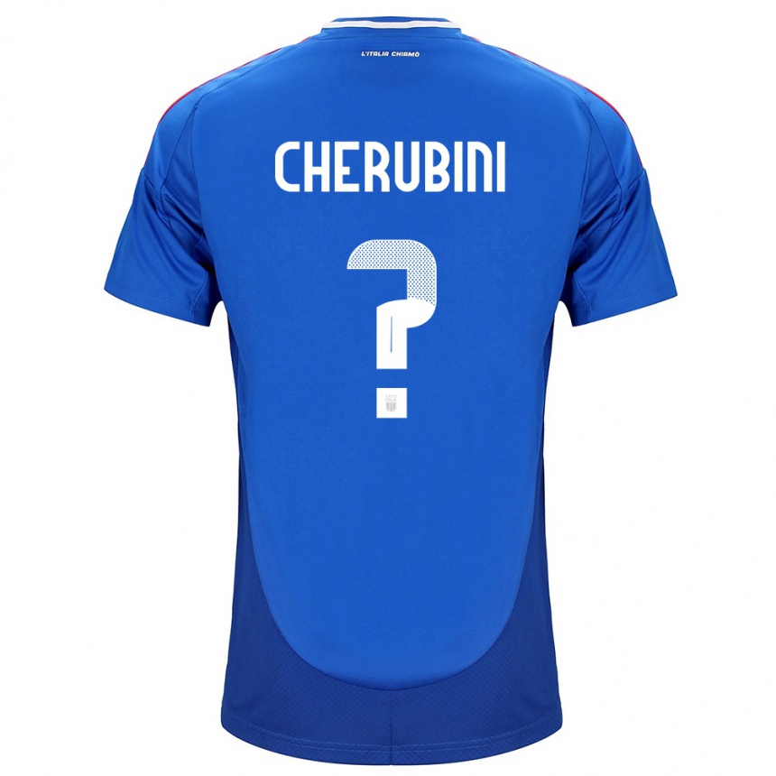 Damen Fußball Italien Luigi Cherubini #0 Blau Heimtrikot Trikot 24-26 T-Shirt Luxemburg