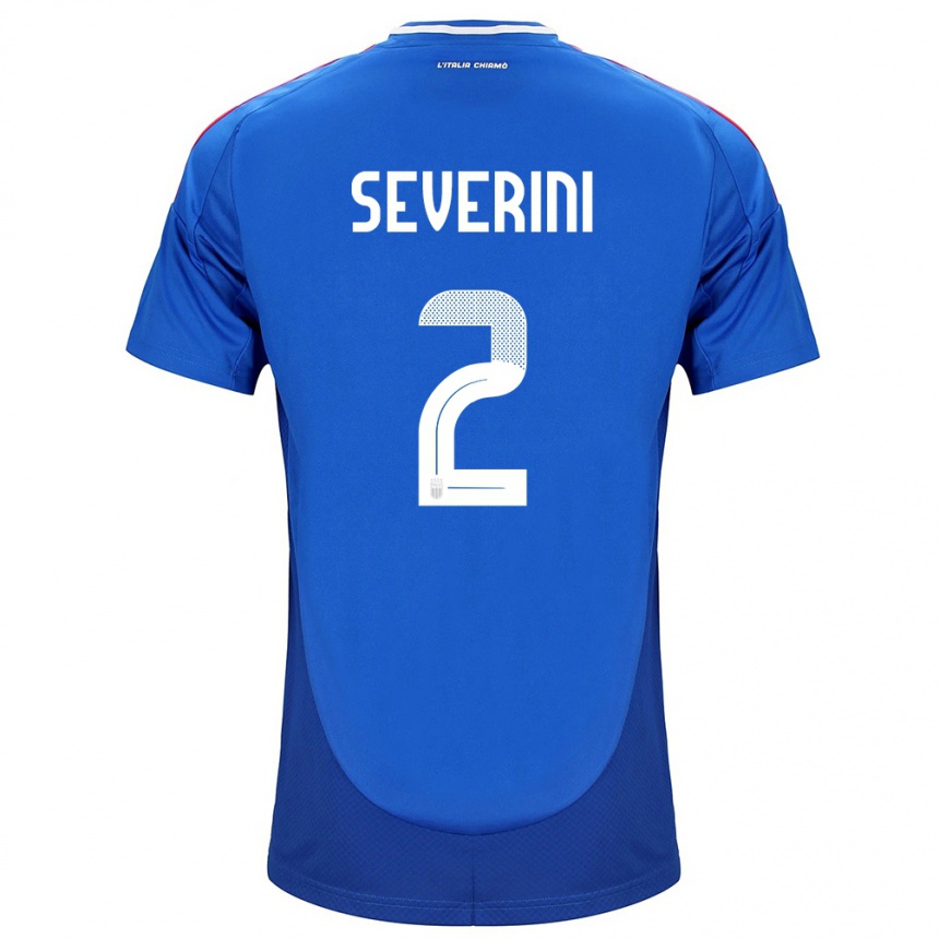 Damen Fußball Italien Emma Severini #2 Blau Heimtrikot Trikot 24-26 T-Shirt Luxemburg