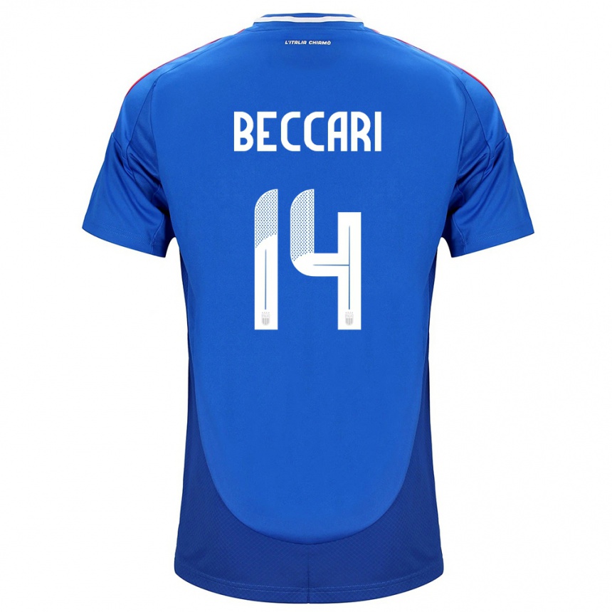 Damen Fußball Italien Chiara Beccari #14 Blau Heimtrikot Trikot 24-26 T-Shirt Luxemburg