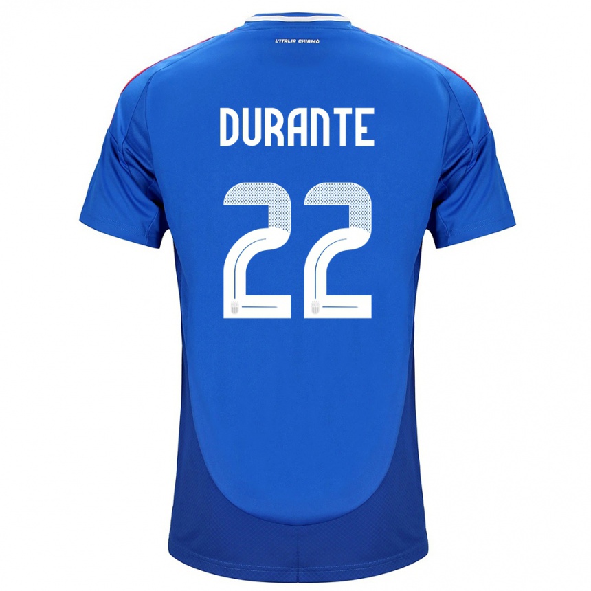 Damen Fußball Italien Francesca Durante #22 Blau Heimtrikot Trikot 24-26 T-Shirt Luxemburg