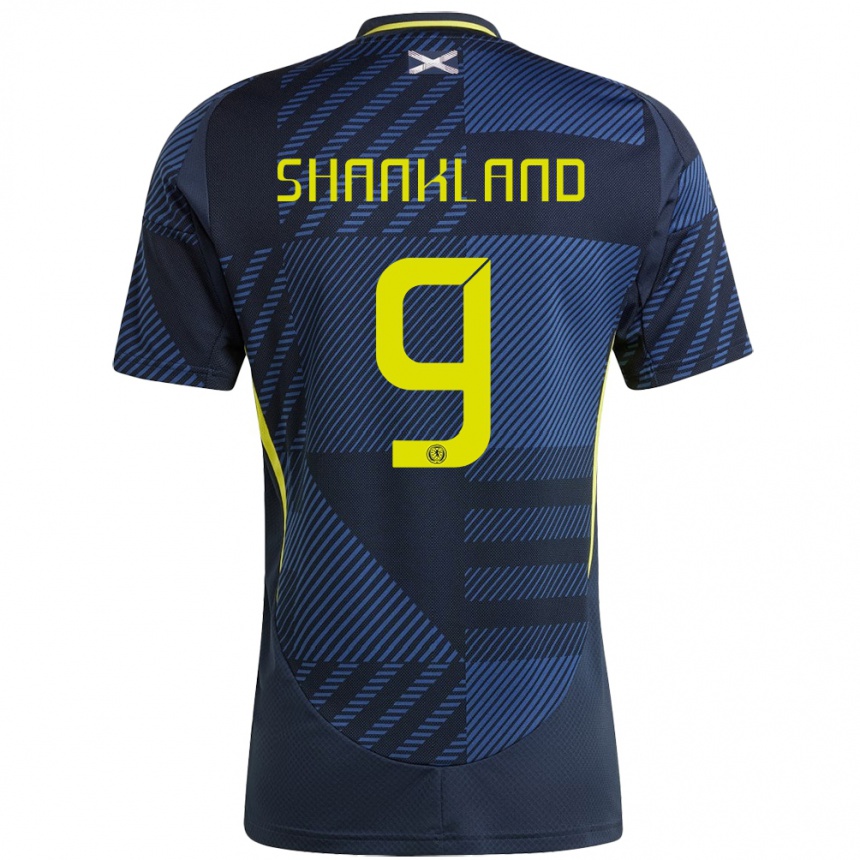 Damen Fußball Schottland Lawrence Shankland #9 Dunkelblau Heimtrikot Trikot 24-26 T-Shirt Luxemburg