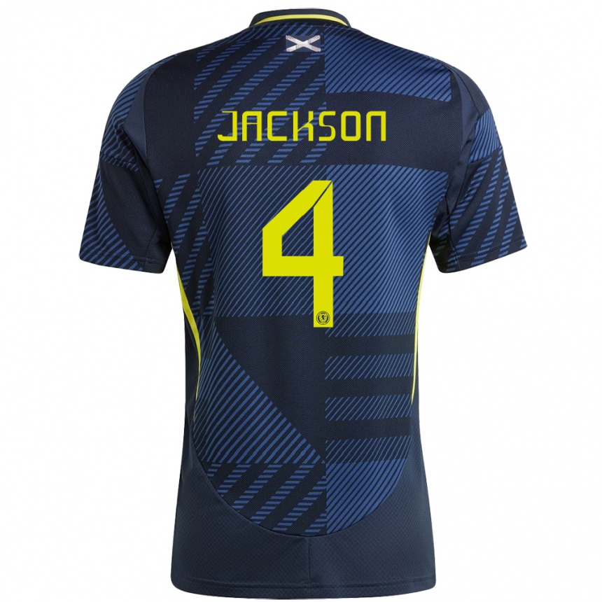 Damen Fußball Schottland Louis Jackson #4 Dunkelblau Heimtrikot Trikot 24-26 T-Shirt Luxemburg