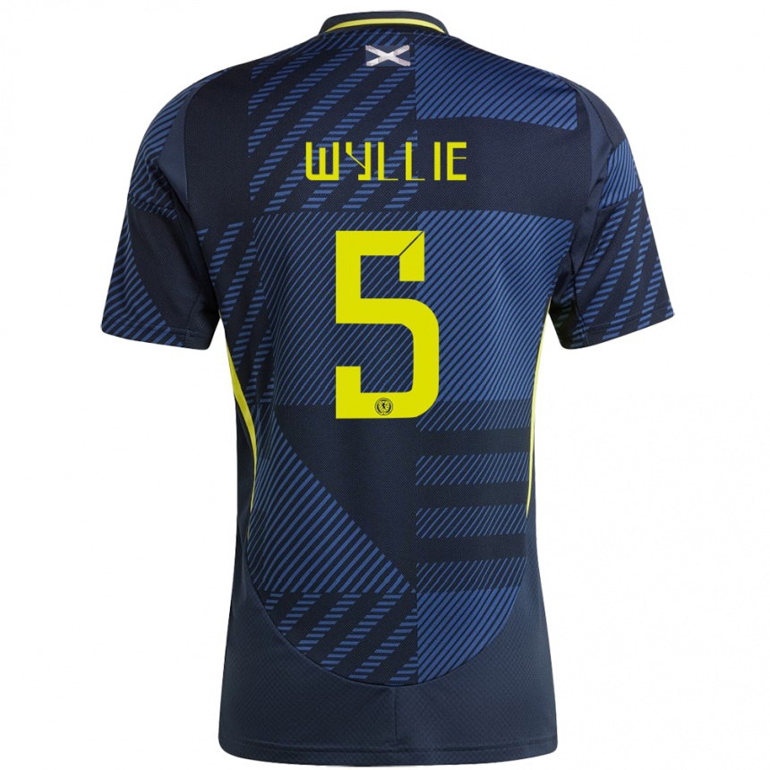 Damen Fußball Schottland Jack Wyllie #5 Dunkelblau Heimtrikot Trikot 24-26 T-Shirt Luxemburg