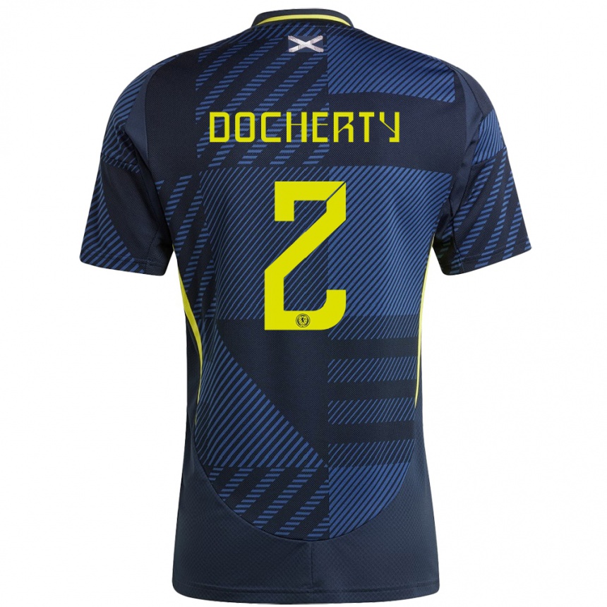 Damen Fußball Schottland Nicola Docherty #2 Dunkelblau Heimtrikot Trikot 24-26 T-Shirt Luxemburg