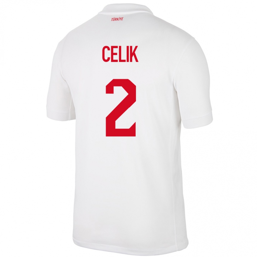 Damen Fußball Türkei Zeki Çelik #2 Weiß Heimtrikot Trikot 24-26 T-Shirt Luxemburg