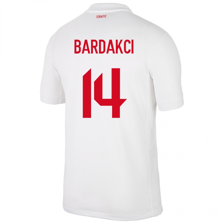 Damen Fußball Türkei Abdülkerim Bardakcı #14 Weiß Heimtrikot Trikot 24-26 T-Shirt Luxemburg