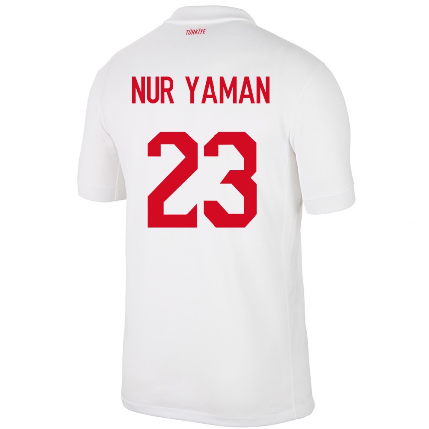 Damen Fußball Türkei Gamze Nur Yaman #23 Weiß Heimtrikot Trikot 24-26 T-Shirt Luxemburg