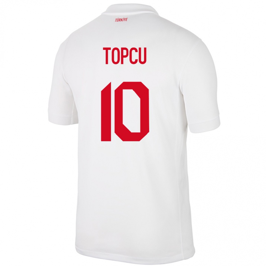 Damen Fußball Türkei Ebru Topçu #10 Weiß Heimtrikot Trikot 24-26 T-Shirt Luxemburg