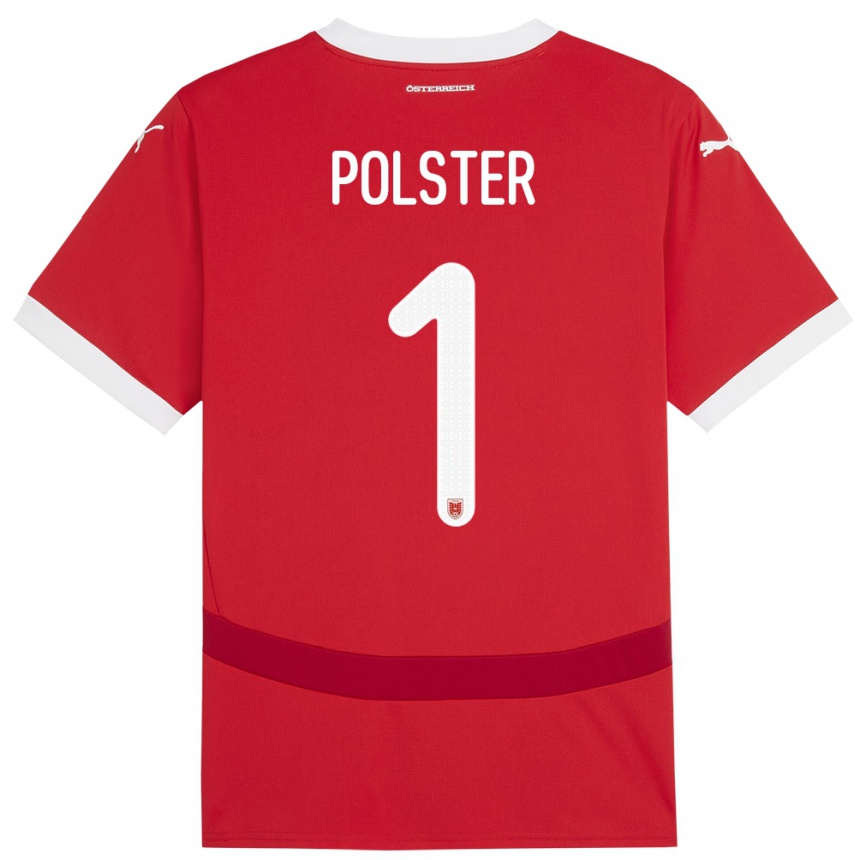 Damen Fußball Österreich Nikolas Polster #1 Rot Heimtrikot Trikot 24-26 T-Shirt Luxemburg