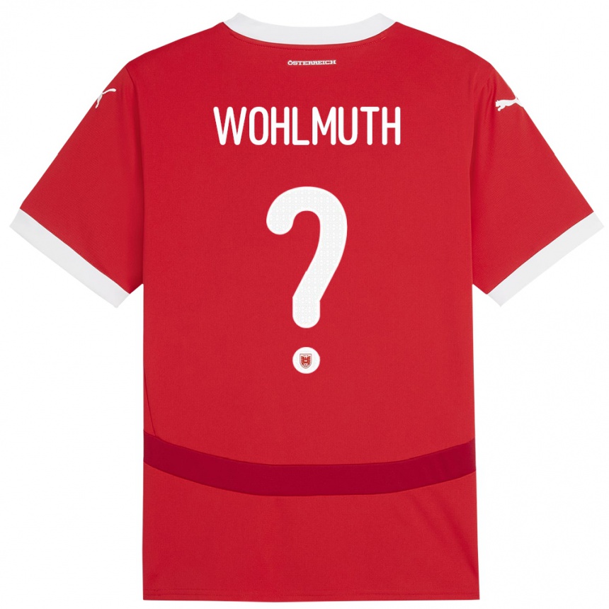 Damen Fußball Österreich Fabian Wohlmuth #0 Rot Heimtrikot Trikot 24-26 T-Shirt Luxemburg