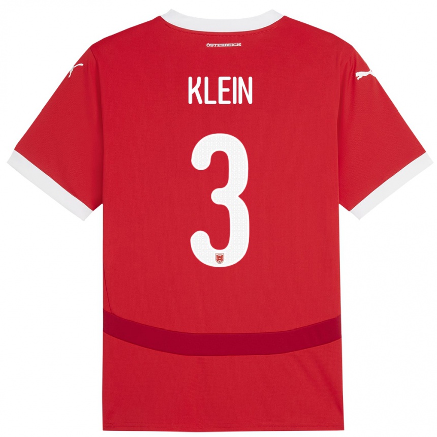 Damen Fußball Österreich Jennifer Klein #3 Rot Heimtrikot Trikot 24-26 T-Shirt Luxemburg